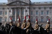 Members of the Household Cavalry take part in a rehearsal at Buckingham Palace for the Coronation of King Charles III and The Queen Consort which will take place on May 6 2023. Picture: Getty Images)