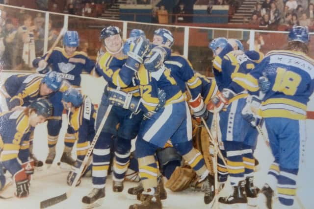 Fife Flyers - Wembley 1985, the team celebrates winning the British championship