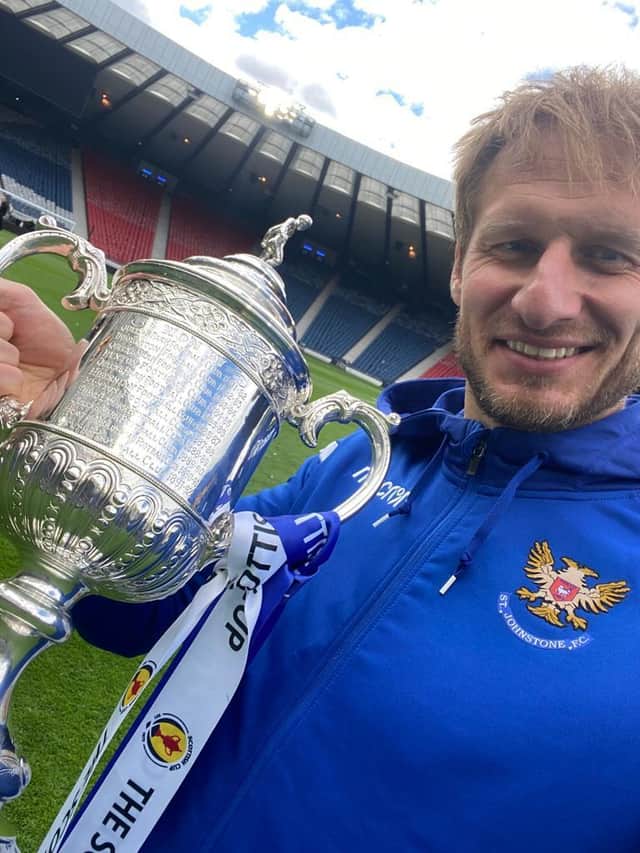 Zdenek Zlamal celebrated St Johnstone's Scottish Cup win but is now a free agent after leaving Hearts.