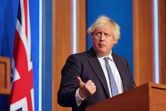 Prime Minister Boris Johnson speaking at a press conference in London's Downing Street after ministers met to consider imposing new restrictions in response to rising cases and the spread of the Omicron variant. Picture date: Wednesday December 8, 2021. Picture: PA