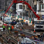 Tram line construction in Princes Street in September 2009. Picture: Jeff J Mitchell/Getty Images