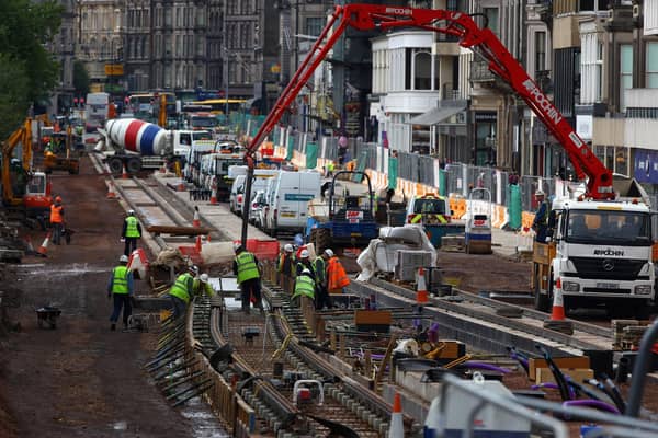 Tram line construction in Princes Street in September 2009. Picture: Jeff J Mitchell/Getty Images