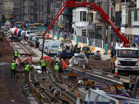 Tram line construction in Princes Street in September 2009. Picture: Jeff J Mitchell/Getty Images