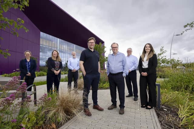 Left to right: Lucy Merritt (NMIS), Christine Dent (NMIS), Matt Maynard (University of Strathclyde), Chris Courtney (NMIS), Matt Boyle (NMIS), Paul Jarvie (CSA Catapult), and Gladys Benghalia (NMIS). Picture: Martin Shields