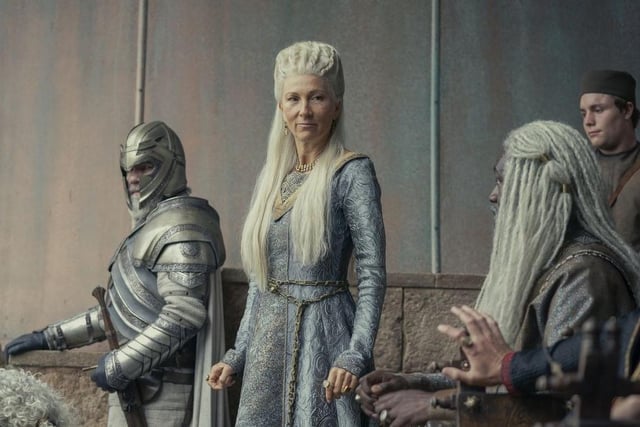 Rhaenys Targaryen (Eve Best) is a dragonrider who is married to Corlys Velaryon. She is known as the "queen who never was" because her cousin Viserys was chosen to rule instead of her, after a great council decided a woman should not sit on the Iron Throne
