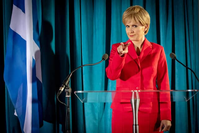 Elizabeth Caproni impersonates Nicola Sturgeon in Queen of the New Year.