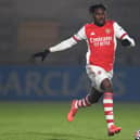 Dundee United loan signing Tim Akinola in action during the Premier League 2 match between Arsenal U23 and West Ham United U23 on January 14. (Photo by David Price/Arsenal FC via Getty Images)