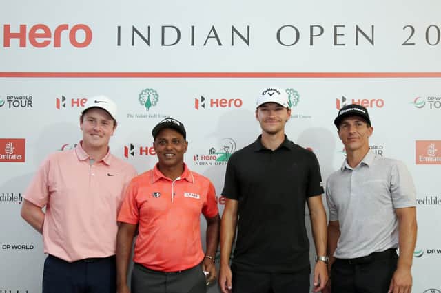 Bob MacIntyre joins SSP Chawrasia, Nicolai Hojgaard and Thorbjorn Olesen for a photo-shoot in the build up to the Hero Indian Open, which starts on Thursday in New Delhi. Picture: Hero MotoCorp.