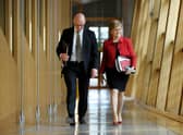 John Swinney, seen with Nicola Sturgeon, has insisted there was 'absolutely no political interference' in the Scottish Covid inquiry (Picture: Andy Buchanan/AFP via Getty Images)