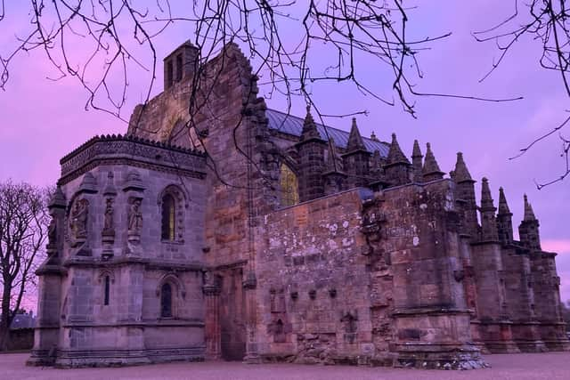 Rosslyn Chapel bathed in an ethereal light