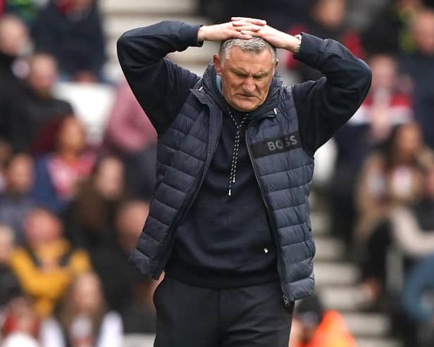 Sunderland manager Tony Mowbray on the touchline during the 2-2 draw with Watford.