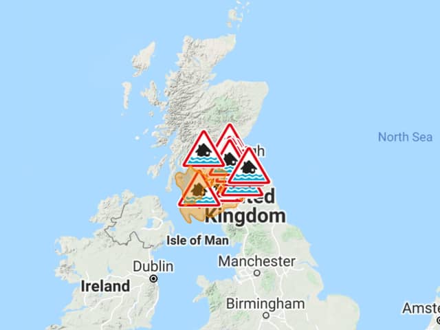 The Scottish Environmental Agency has issued five flood alerts and 17 flood warnings.
