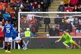James Tavernier scores Rangers equaliser from the penalty spot in added time at Pittodrie. (Photo by Alan Harvey / SNS Group)