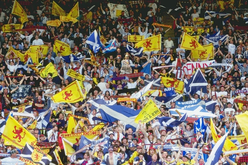 Scotland football fans pictured at Wembley
