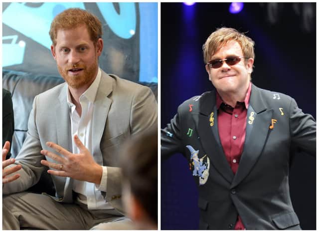 Prince Harry and Elton John are part of a group suing the publisher of The Daily Mail over alleged unlawful information-gathering. (Photo credit: Derek Martin/David Jackson)