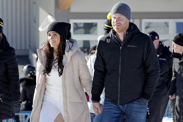 WHIMeghan, Duchess of Sussex and Prince Harry, Duke of Sussex at the Invictus Games Vancouver Whistlers 2025's One Year To Go winter training camp (Pic: Andrew Chin/Getty Images)