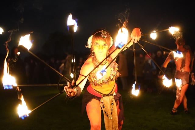 Performers during the Samhuinn Fire Festival in Holyrood Park, Edinburgh. Photo: Andrew Milligan/PA Wire