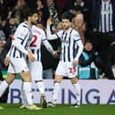 Mikey Johnston (right) celebrates scoring his first goal for West Brom following his loan move from Celtic. (Photo by Catherine Ivill/Getty Images)