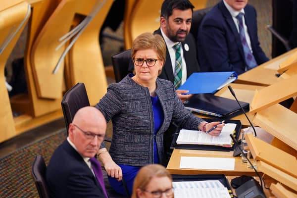 First Minister Nicola Sturgeon during First Minister's Questions at the Scottish Parliament in Holyrood, Edinburgh (Photo: Jane Barlow/PA Wire).