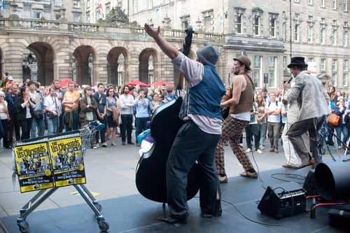 Street performers on the Royal Mile at the Edinburgh Festival Fringe. Picture: Scott Campbell/Getty Images
