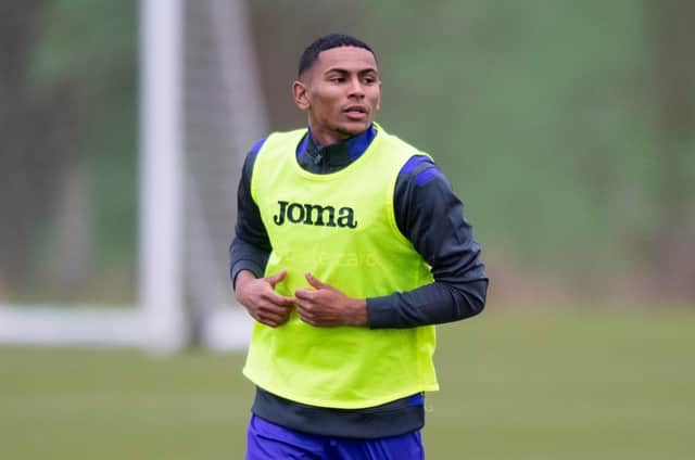 Demetri Mitchell trains with Hibs after completing a move from Blackpool.