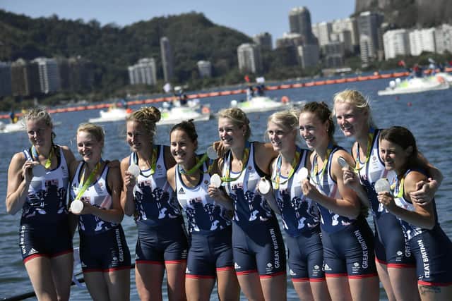 Karen Bennett won silver as part of the GB team in the Women's Eight at the Rio 2016 Olympic Games. Picture: Jeff Pachoud/AFP via Getty Images