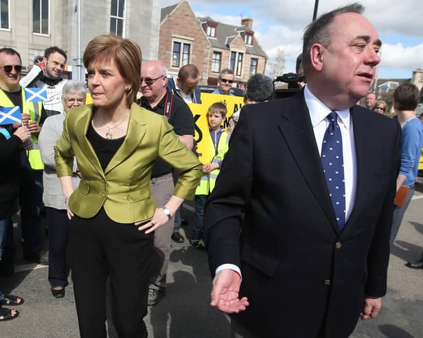 Nicola Sturgeon with Alex Salmond whilst on the General Election campaign trail in Inverurie in the Gordon constituency in 2015.