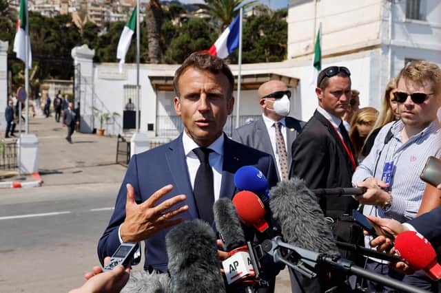 Emmanuel Macron was asked about Liz Truss's claim that the 'jury is out' on whether he is a friend or foe during his visit to Algeria (Picture: Ludovic Marin/AFP via Getty Images)