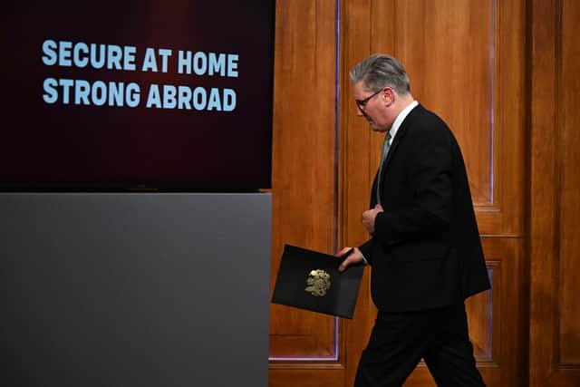 Prime Minister Sir Keir Starmer leaves the Downing Street Briefing Romm after delivering Tuesday's defence spending statement. (Picture: Leon Neal/PA Wire)