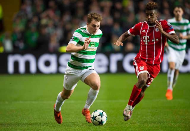 Celtic's James Forrest in action against Bayern Munich in the Champions League in October 2017, the 2017-18 the last season the club featured in the competition's group stages. (Photo by Rob Casey/SNS Group).
