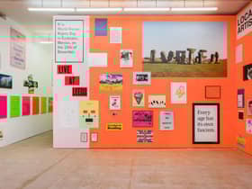 Installation shot of Jeremy Deller's exhibition Warning Graphic Content at the Modern Institute, Glasgow