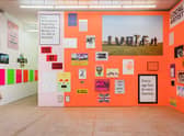 Installation shot of Jeremy Deller's exhibition Warning Graphic Content at the Modern Institute, Glasgow