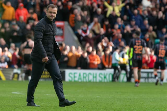 Hibs manager Shaun Maloney at full time after the 1-1 draw with Dundee United at Easter Road. (Photo by Ewan Bootman / SNS Group)