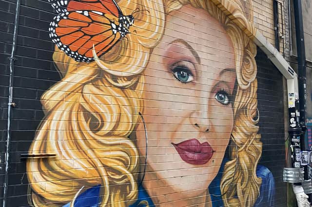 A Dolly Parton mural in Knoxville, Tennessee. Pic: Hannah Stephenson/PA.