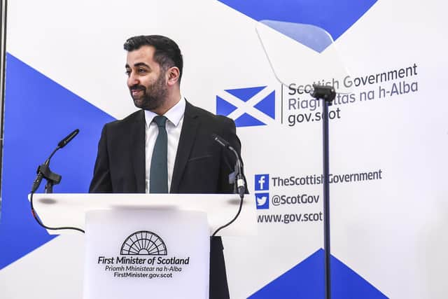 First Minister Humza Yousaf speaking at the University of Glasgow. Picture: Lisa Ferguson