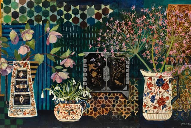 'Vintage Lustre Jugs' is one of 27 new paintings from Jenny Martin RSW which feature in her first major exhibition at Morningside Gallery.