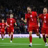 Poland's Robert Lewandowski celebrates after scoring from the penalty spot in the 3-2 win over Scotland at Hampden. (Photo by Alan Harvey / SNS Group)