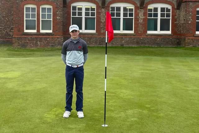 Blaigowrie's Connor Graham pictured on the 18th green at Royal Lytham, where he finished second in the Lytham Trophy. Picture: Stuart Graham