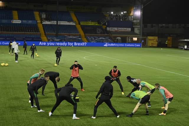 Celtic warm up ahead of their clash with Kilmarnock. Picture: SNS