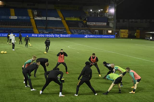Celtic warm up ahead of their clash with Kilmarnock. Picture: SNS