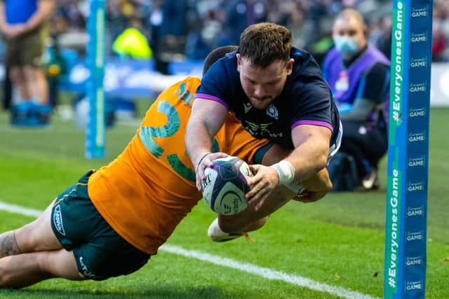 Ewan Ashman scored a stunning try against Australia on his Scotland debut. (Photo by Ross Parker / SNS Group)