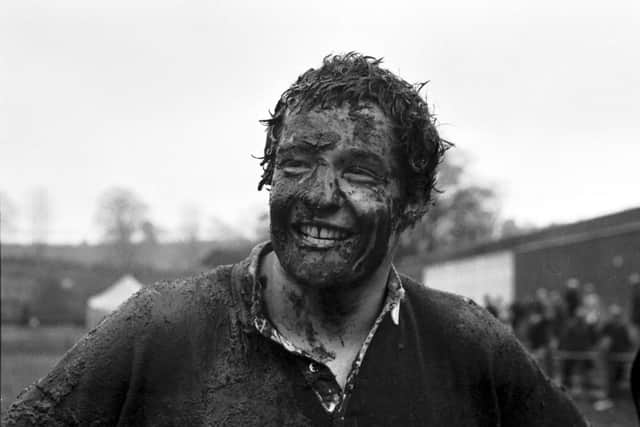 Here's mud in your eye - Deans as a potential Question of Sport mystery man at the Gala Sevens in 1979