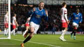 Rangers' John Lundstram celebrates making it 3-1 over RB Leipzig in the Europa League semi-final second leg at Ibrox Stadium. (Photo by Alan Harvey / SNS Group)