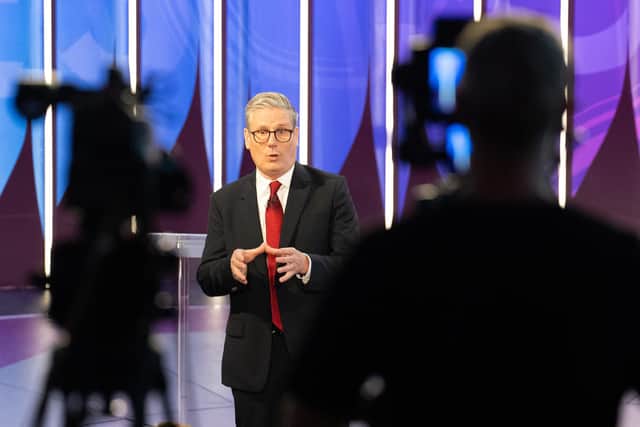 Keir Starmer, seen on BBC Question Time's election special, appears to find women who argue for their sex-based rights extremely irritating (Picture: Stefan Rousseau/WPA pool/Getty Images)