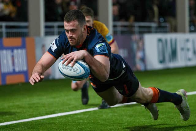 Emiliano Boffelli scored two tries on his return to the Edinburgh side after injury but Leinster won 47-27.  (Photo by Ewan Bootman / SNS Group)