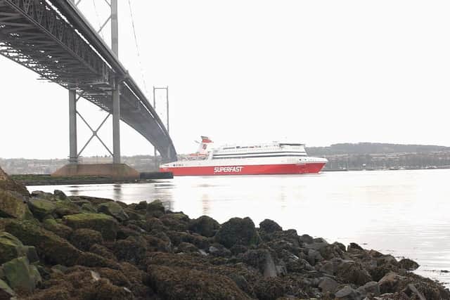 A Superfast ferry sailing under the Forth Road Bridge en route to Zeebrugge 20 years ago