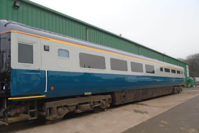 The carriages have already been repainted in British Rail blue and white. Picture: WG Specialist Coatings