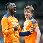 Rangers striker Fashion Sakala celebrates scoring his second in the 3-0 win over St Mirren. (Photo by Ewan Bootman / SNS Group)