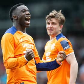 Rangers striker Fashion Sakala celebrates scoring his second in the 3-0 win over St Mirren. (Photo by Ewan Bootman / SNS Group)