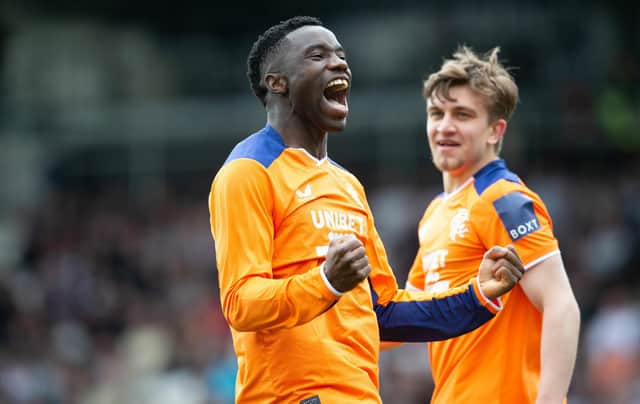 Rangers striker Fashion Sakala celebrates scoring his second in the 3-0 win over St Mirren. (Photo by Ewan Bootman / SNS Group)
